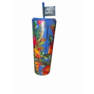 Farm Rio + Starbucks Blue Banana Mix Vibrant Stainless Cold Cup Tumbler 24 oz